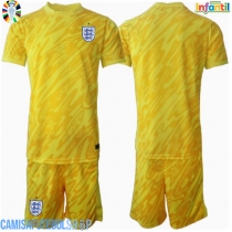Camisa de time de futebol Inglaterra Goleiro Replicas 2º Equipamento Infantil Europeu 2024 Manga Curta (+ Calças curtas)